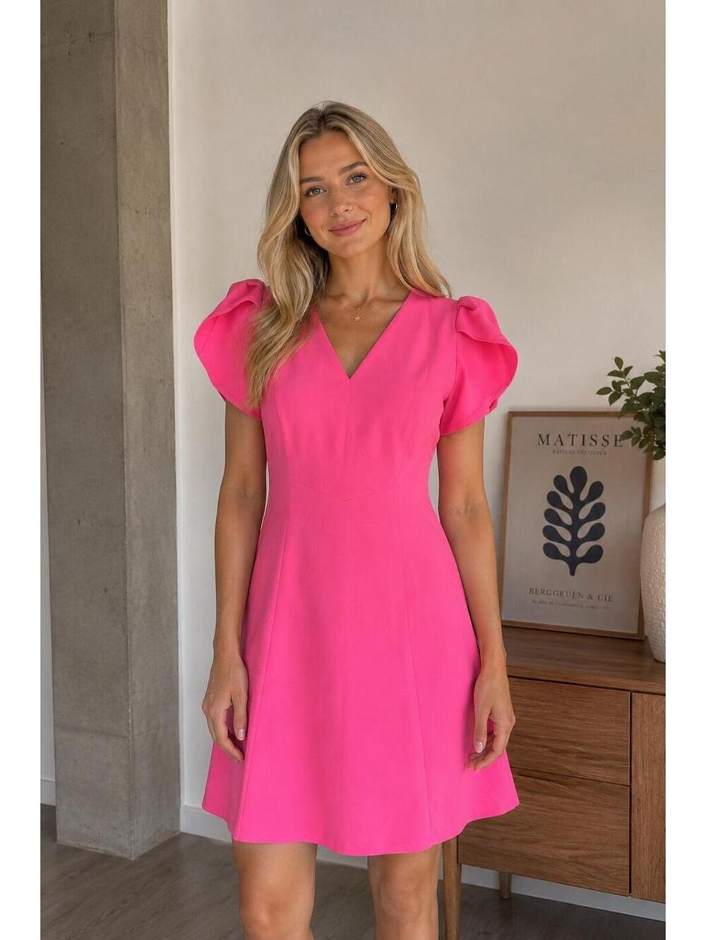 Andrew Marc Women's 6 Sheath Dress Byzantine Pink  Tulip Sleeve